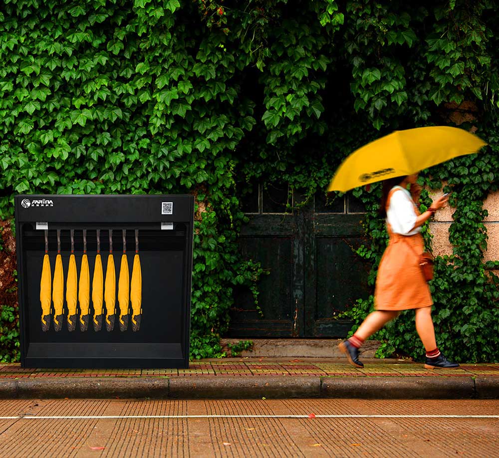 大雨磅礴的時(shí)候，你一定需要這樣的共享雨傘